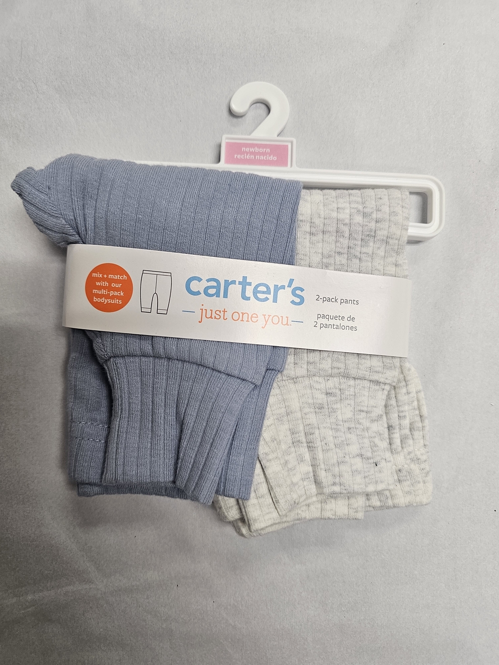 Carter's Ribbed Baby Pants 2-Pack in Light Blue & Heather